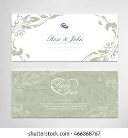 Vintage wedding card invitations templates vector design.