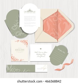 Vintage wedding card invitations templates vector design.