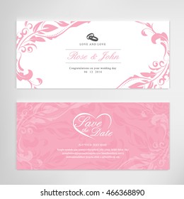 Vintage wedding card invitations templates vector design.