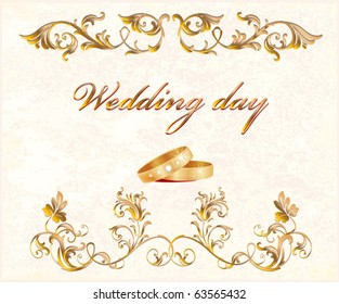  vintage wedding card with rings