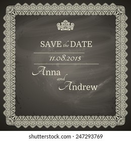 Vintage Wedding designed frame and elements. Easy to use. Chalkboard design