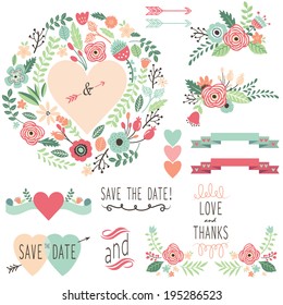 Vintage Wedding Flora design element- illustration