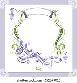 Vintage wedding frame with bird. Vector illustration.