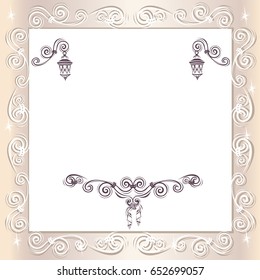 Vintage wedding frame. Vector illustration.