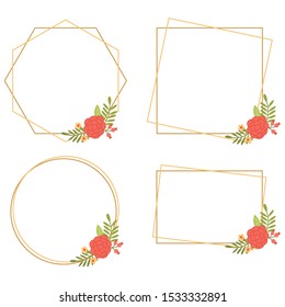 Vintage Wedding Geometric floral frames Collections.
flowers isolated on white background for Wedding, anniversary, birthday and party.
Design for banner, poster, card, invitation and scrapbook.