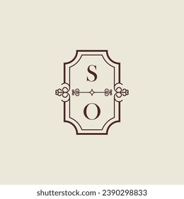 SO vintage wedding initial logo in high quality professional design that will print well across any print media