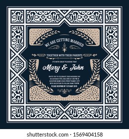 Vintage wedding invitation. 20 colors layouts. Save the date. Vector illustration