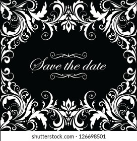 Vintage wedding invitation (black and white)