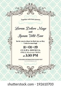 Vintage Wedding invitation border and frame template