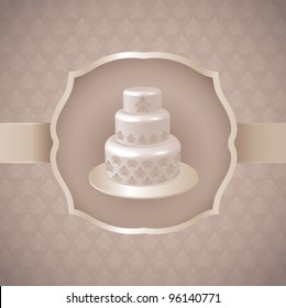 Vintage wedding invitation with wedding cake