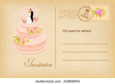 Vintage wedding invitation  card