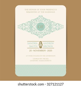 Vintage Wedding Invitation Card.