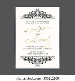 Vintage wedding invitation card.