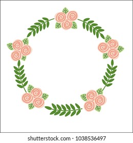 Vintage Wedding Invitation Card. Elegant Floral Frame with Beautiful Roses. Vector Illustration