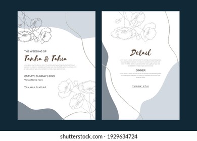 Vintage Wedding invitation card with flower and leaves