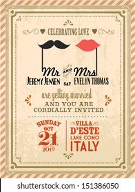 vintage wedding invitation card template vector/illustration