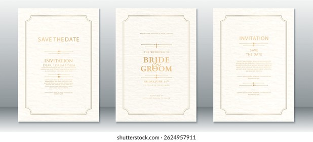 Vintage Wedding Invitation Card Templates with Cream Textured Background