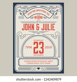 Vintage wedding invitation card. Vector illustation Vintage wedding invitation card. Vector illustation