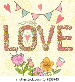 Vintage wedding invitation card in vector. Save the date card in retro style.