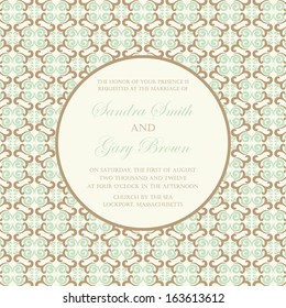 Vintage wedding invitation card. Vector illustration