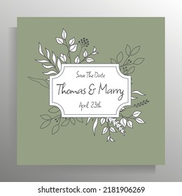 Vintage wedding invitation design. Vector template for card, poster.