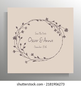 Vintage wedding invitation design. Vector template for card, poster.