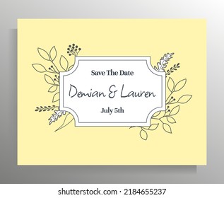 Vintage wedding invitation design. Vector template for card, poster.