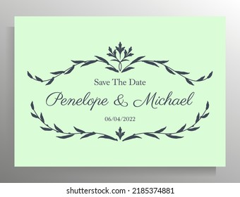 Vintage wedding invitation design. Vector template for card, poster.