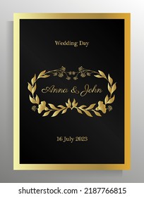 Vintage wedding invitation design. Vector template for card, poster.