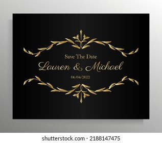 Diseño de invitación de boda vintage. Plantilla vectorial para tarjeta, afiche.