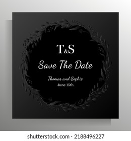 Vintage wedding invitation design. Vector template for card, poster.