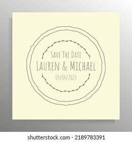 Vintage wedding invitation design. Vector template for card, poster.