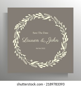 Vintage wedding invitation design. Vector template for card, poster.