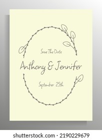 Diseño de invitación de boda vintage. Plantilla vectorial para tarjeta, afiche.