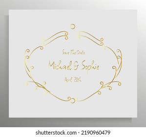 Vintage wedding invitation design. Vector template for card, poster.