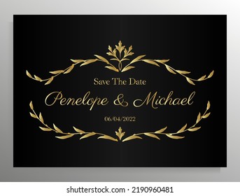 Diseño de invitación de boda vintage. Plantilla vectorial para tarjeta, afiche.
