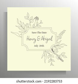 Vintage wedding invitation design. Vector template for card, poster.