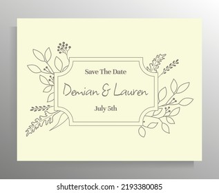 Vintage wedding invitation design. Vector template for card, poster.