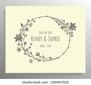 Vintage wedding invitation design. Vector template for card, poster.