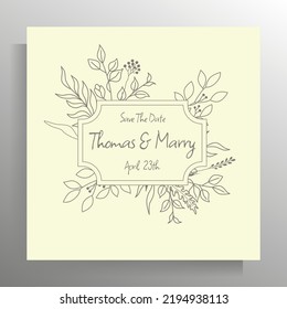 Diseño de invitación de boda vintage. Plantilla vectorial para tarjeta, afiche.