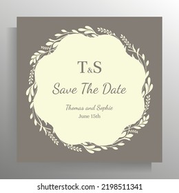 Vintage wedding invitation design. Vector template for card, poster.