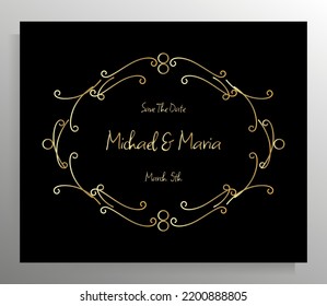 Vintage wedding invitation design. Vector template for card, poster.