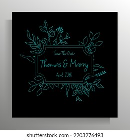 Vintage wedding invitation design. Vector template for card, poster.