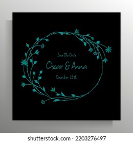 Vintage wedding invitation design. Vector template for card, poster.