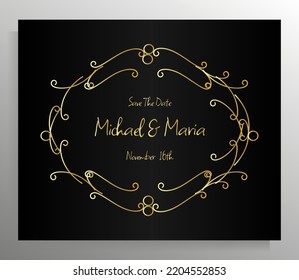 Vintage wedding invitation design. Vector template for card, poster.