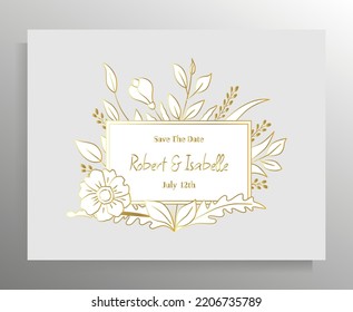 Vintage wedding invitation design. Vector template for card, poster.