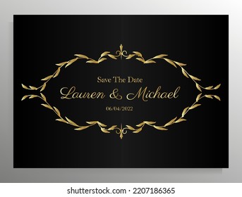 Diseño de invitación de boda vintage. Plantilla vectorial para tarjeta, afiche.