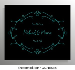 Vintage wedding invitation design. Vector template for card, poster.