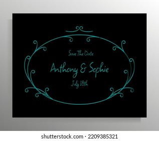 Vintage wedding invitation design. Vector template for card, poster.
