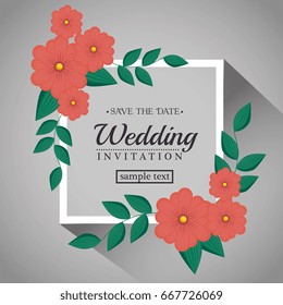 vintage wedding invitation with floral elements